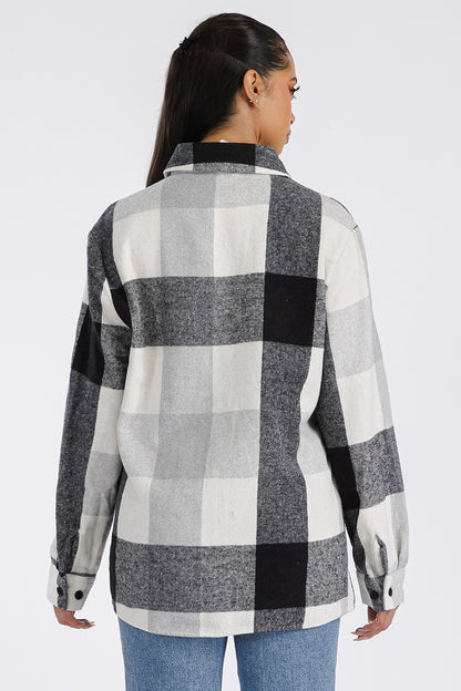 Lime Milo Boyfriend oversized soft flannel shacket in plaid pattern, casual jackets and coats for a relaxed, cozy look