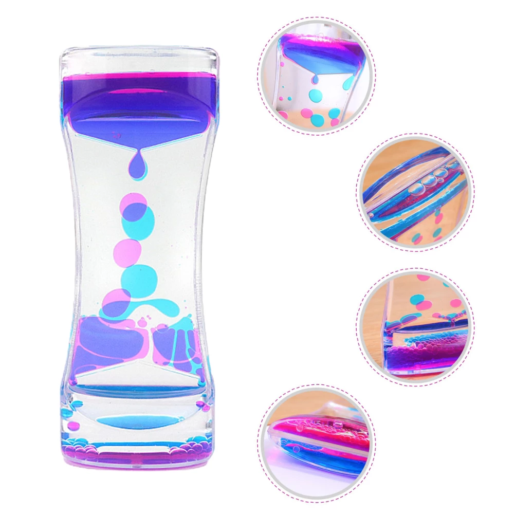 Colorful double sand hourglass timer by Teal Simba with flowing liquid for home decor and anxiety relief.