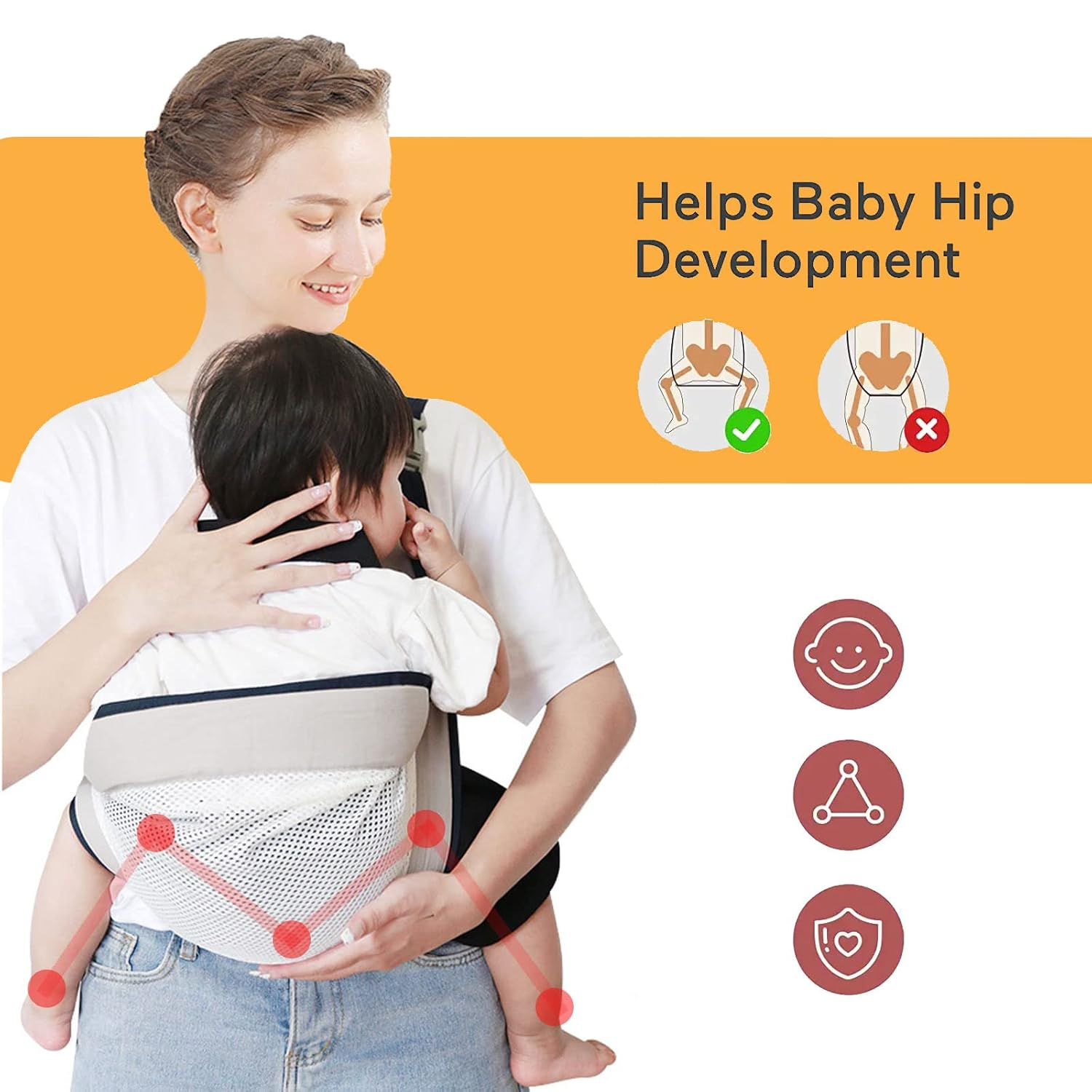 Portable breathable baby carrier by Lilac Milo, ergonomic sling for comfortable baby wearing and easy mobility.