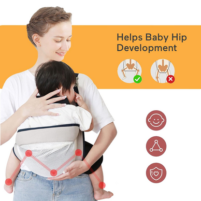 Portable breathable baby carrier by Lilac Milo, ergonomic sling for comfortable baby wearing and easy mobility.