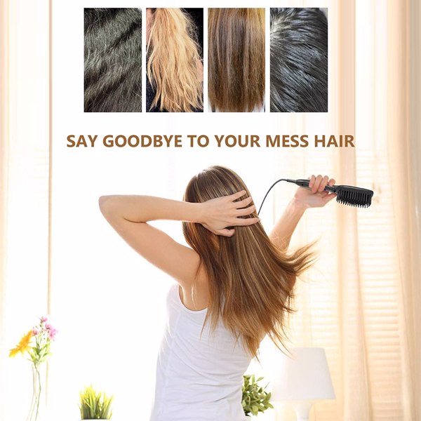 Teal Simba hair straightener brush and hot comb for smooth, straight hair styling with electric heat.