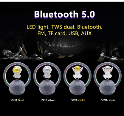 Lilac Milo magnetic levitation astronaut Bluetooth wireless speaker with sleek tech accessories design, floating above its base.
