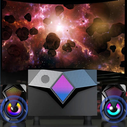 Yellow Pandora Dragon RGB gaming speakers with vibrant LED lights and sleek audio design for high-quality computer sound.
