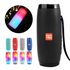 Teal Simba wireless portable Bluetooth stereo speaker with LED light, showing black cylindrical design and control buttons.