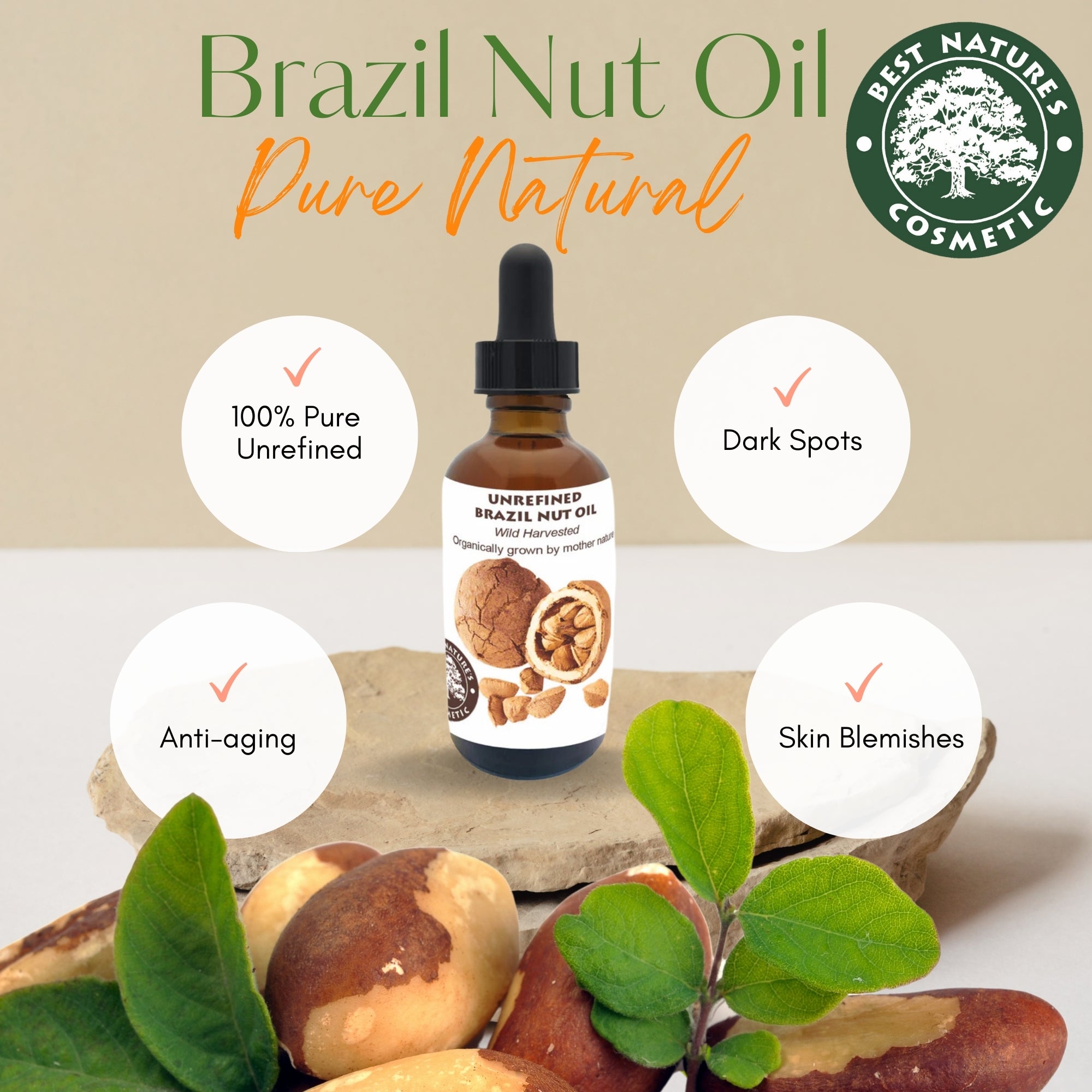 Organic Brazil Nut Oil by Yellow Poppy, cold pressed and unrefined, shown in a glass bottle with a dropper for skincare use.