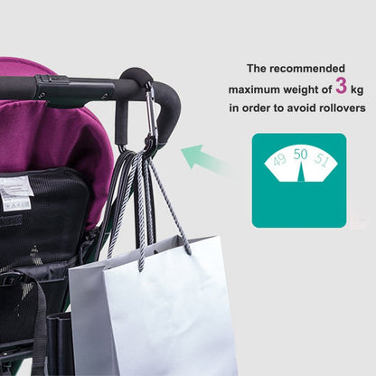 Fuchsia Molly Mommy Hook for organization, showing a sturdy plastic hook attached to a stroller or bag for easy item storage.