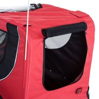 Red PawHut foldable pet bike trailer with mesh windows and storage space, suitable for dogs and cats, by Taupe Shadow.