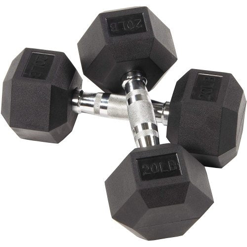 Teal Simba BalanceFrom rubber-encased hex dumbbell, single DB20S for strength training and weightlifting exercises.