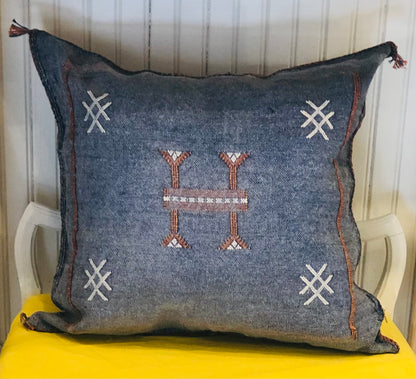 Pink Eurynome denim cactus silk home decor piece featuring textured fabric and cactus-inspired design for stylish interior accents.