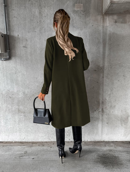 Carmine Juneberry Amberline City Slim Coat 25 Edition in beige, stylish slim-fit jacket with collar and side pockets, front view.