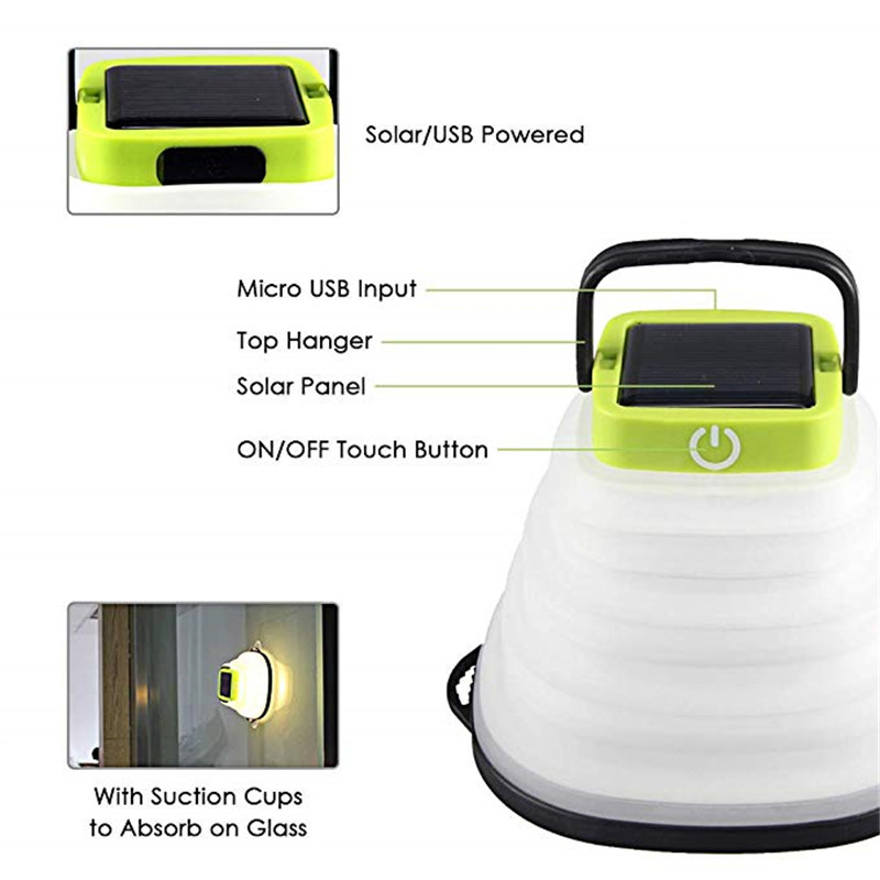 Lilac Milo portable LED solar camping lantern, collapsible outdoor light with handle for camping and outdoor activities