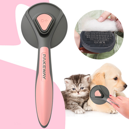 Lilac Milo pet grooming cat and dog comb with a hairbrush for removing loose fur and detangling pet hair.