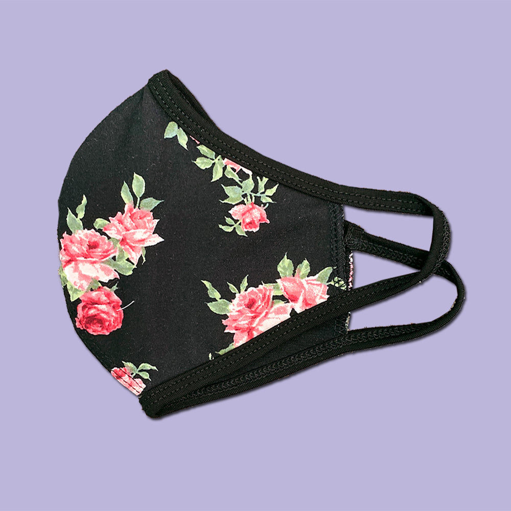 Pack of 25 Indigo Arrowwood floral fabric face masks, washable reusable scarves and bandanas with vibrant flower designs.