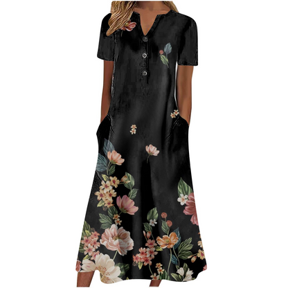 Women’s summer midi dress by Carmine Juneberry featuring a casual style, lightweight fabric, and pockets for everyday wear.