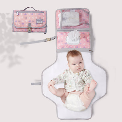Maroon Chronos folding travel changing pad for kids and babies, compact and portable with a soft surface for diaper changes.