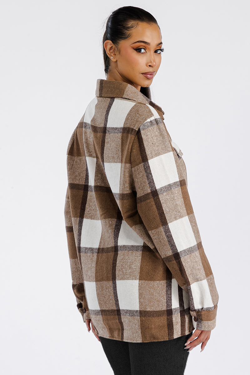 Lime Milo Boyfriend oversized soft flannel shacket, cozy jacket with button closure, chest pockets, and relaxed fit in soft flannel fabric.