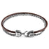 Mocha brown staysail mast silver and round leather bracelet by Magenta Sooty with silver accents and round leather details.