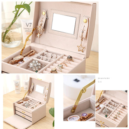 Brown Demeter leather jewelry box for organizing earrings and rings, with compartments for stylish storage.