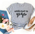 Agate Addicted To Yoga T-shirt featuring a casual fit and yoga-inspired graphic design on soft fabric.