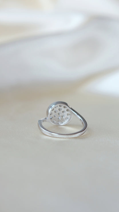 925 silver statement ring with diamond button design by Ultramarine Birch, showcasing a bold, modern jewelry piece.