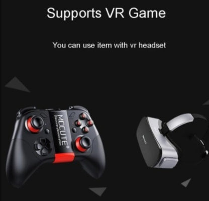 Yellow Pandora Dragon VR Gaming 3D Stereo Headset with Bluetooth controller, showing adjustable head strap and in-ear design.