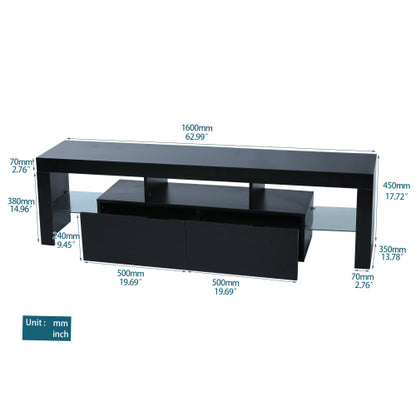 Modern TV stand with LED lighting by Teal Simba, featuring sleek design and storage space for living room entertainment setup.