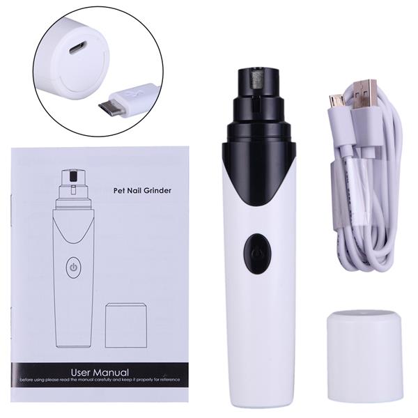 Rechargeable Teal Simba dog nail grinder with pet grooming trimmer, showing the compact, handheld design and grinding attachment.