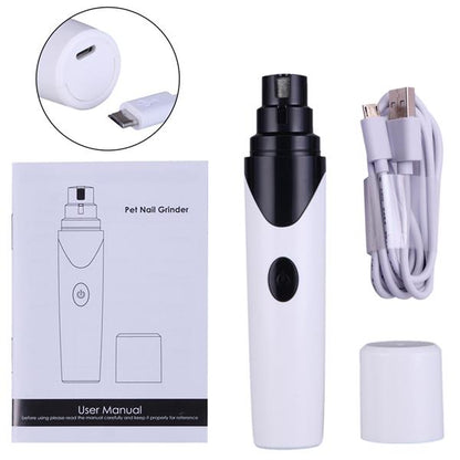 Rechargeable Teal Simba dog nail grinder with pet grooming trimmer, showing the compact, handheld design and grinding attachment.