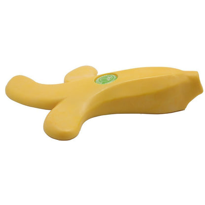Fuchsia Molly banana-shaped doorstop in bright yellow, made of soft fabric, designed to keep doors open or closed.
