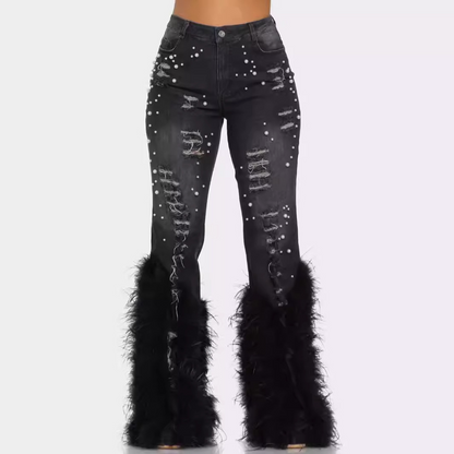 Carmine Juneberry Glam Wool Beaded Jeans Runway Edition 25 featuring intricate beadwork and a stylish denim design.