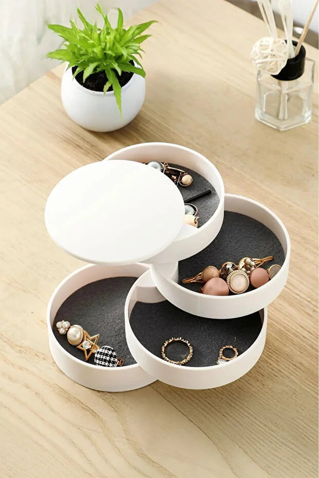 Elegant Ochre Juniper 4-compartment jewelry organizer, stylish accessory storage box with multiple sections for jewelry and small accessories.