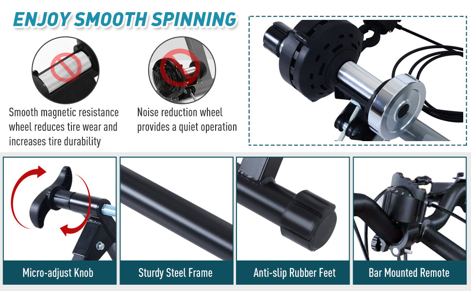 Indoor magnetic bike trainer stand by Taupe Shadow with five resistance levels, showcasing the equipment&