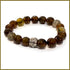 Maroon Smudge Agate Earthy Tones Bracelet with polished gemstone beads and adjustable cord strap.