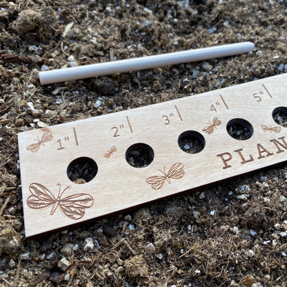 Cerise Almond Butterfly Garden Seed Spacing Ruler for precise plant spacing in garden planting and gardening projects.