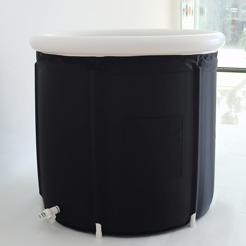 Teal Simba portable ice bath tub for athletes, ideal for recovery, shown in a home improvement setting with water inside.
