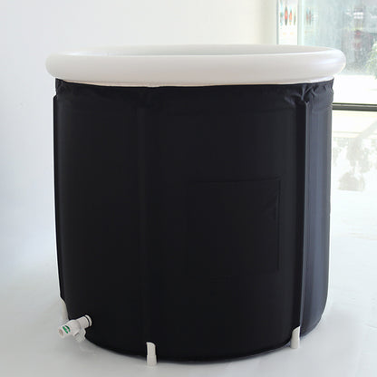 Teal Simba portable ice bath tub for athletes, ideal for recovery, shown in a home improvement setting with water inside.