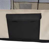 Taupe Shadow PawHut 49.2-inch soft pet playpen folding tent kennel for puppies and cats, with mesh sides and zippered door.