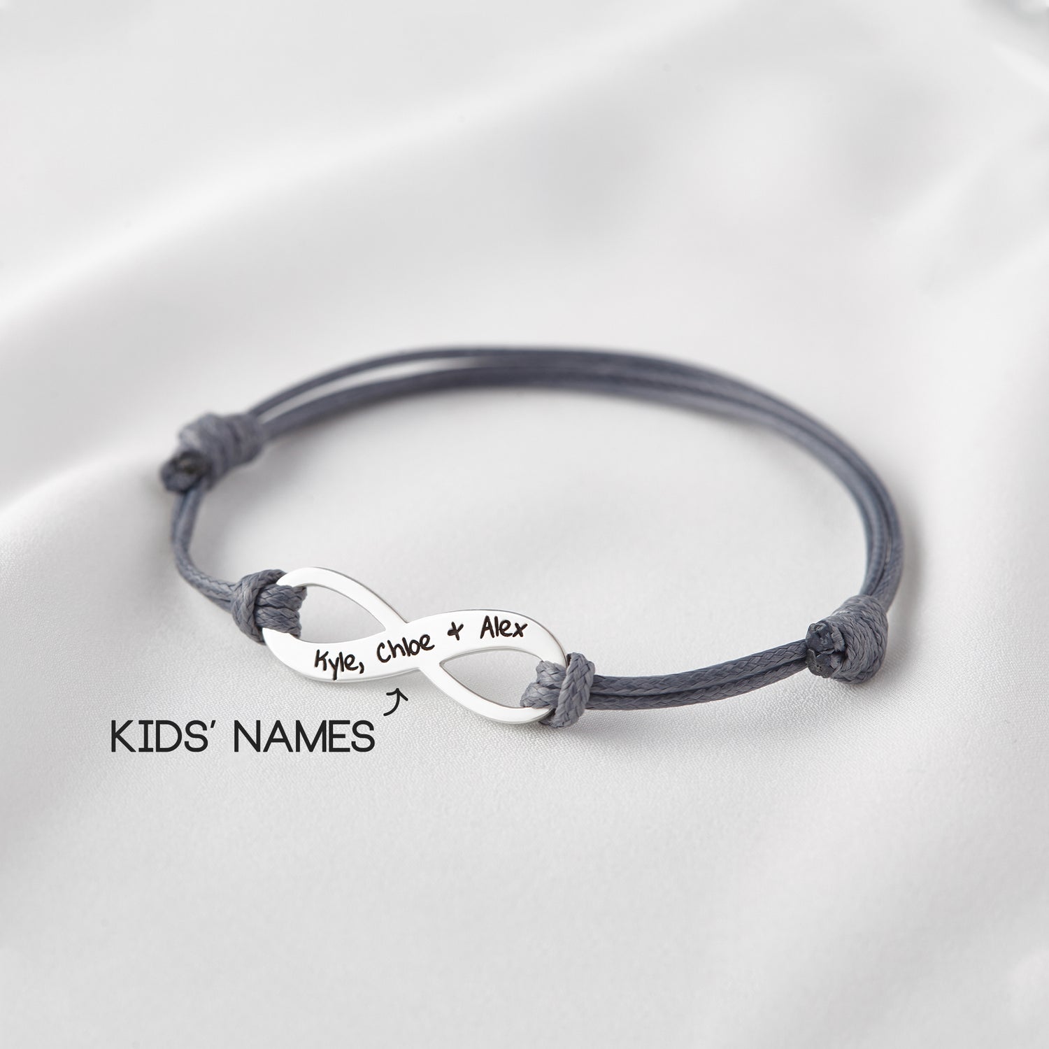 Green Millie mother bracelet featuring engraved kid names, a heartfelt gift for Mother&