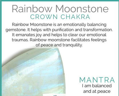 Rainbow moonstone and crystal quartz stretch bracelet with genuine crystals from Violet Chaos, featuring vibrant, polished gemstone beads.