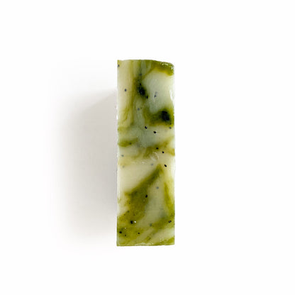 Plum Apricot Mint Eucalyptus Bath Soap bar for bodycare with fresh mint and eucalyptus scent, wrapped in white and green packaging.
