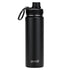 Black DRINCO® 22oz stainless steel sport water bottle with a sleek design, featuring a screw-on lid and ergonomic grip.