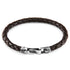 Cacao Brown Skye Silver and Braided Leather Bracelet by Magenta Sooty featuring silver accents and woven leather strands.