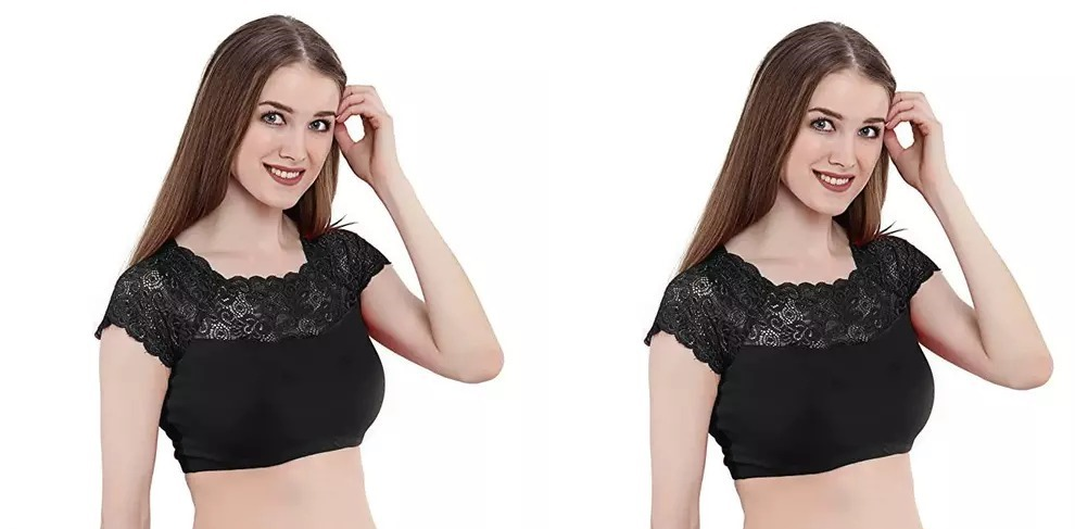 Black ribbed slim fit crop tank tops for women and girls, pack of 2, from Amethyst Bella, featuring a fitted sleeveless design.
