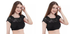 Black ribbed slim fit crop tank tops for women and girls, pack of 2, from Amethyst Bella, featuring a fitted sleeveless design.