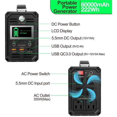 Teal Simba FlashFish 300W solar generator and portable power station with 60000mAh capacity, compact tech accessory for on-the-go power