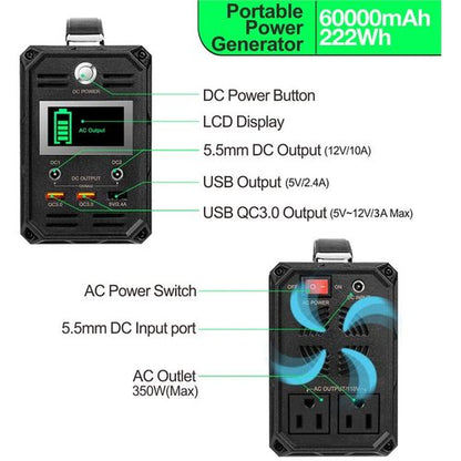 Teal Simba FlashFish 300W solar generator and portable power station with 60000mAh capacity, compact tech accessory for on-the-go power