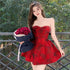 French style vintage printed dress by Mauve Ananke featuring a sexy design, perfect for Christmas celebrations.