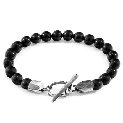 Black Onyx Tinago Silver and Stone Beaded Bracelet by Magenta Sooty showing black onyx beads, silver accents, and colorful stone details.