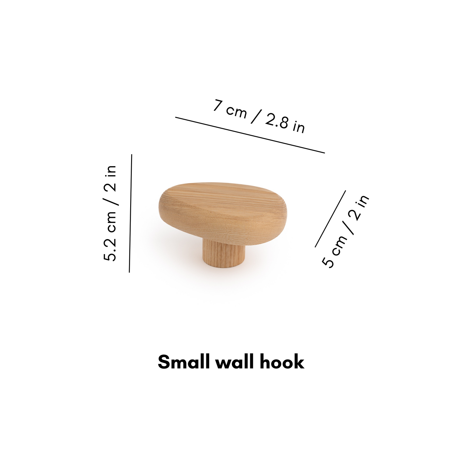 Wooden wall hook DROP by Biotite for organization, shown mounted on a wall with hooks for hanging items.