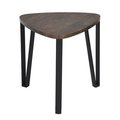 Set of three nesting triangle end coffee tables by Lilac Milo, modern furniture with sleek, geometric wooden surfaces